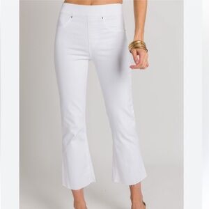 Spanx cropped flare white jeans